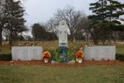 The monument erected in memory of the victims of the OLA fire. All 95 who perished are listed on the short blocks to the left and right.